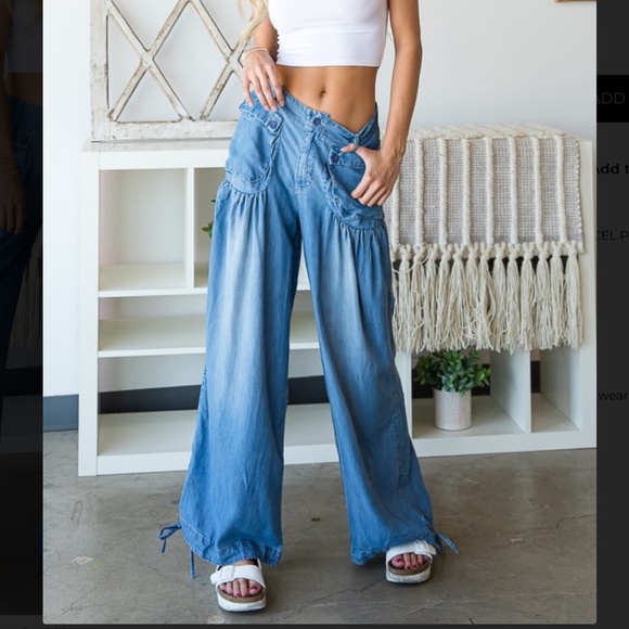 Oli and Hali “ Bianca” Oli & Hali Pleated 3D Tencel Lightweight Jean Pants SR10 - Picture 2 of 5